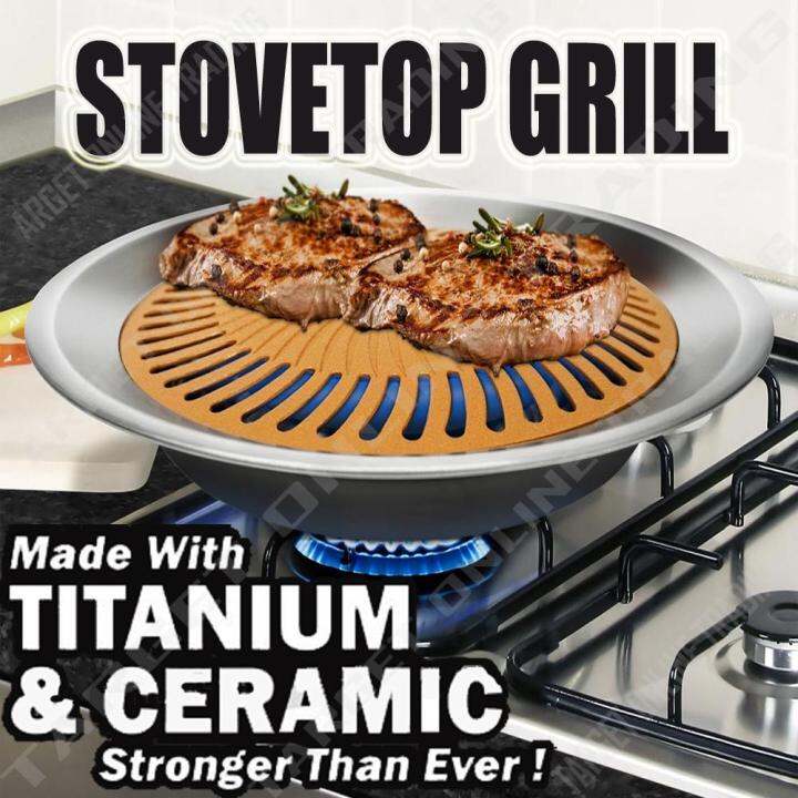 Stovetop Grill Titanium and Ceramic Nonstick Smokeless BBQ Grill Lazada