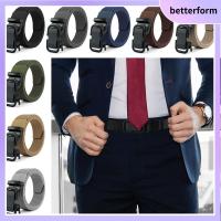 BETTERFORM ทันสมัยและทันสมัย ธุรกิจสบายๆ แบรนด์หรูหรู เข็มขัดถักไนลอน สายรัดผ้าใบ สายคาดเอวแบบถัก เข็มขัดรัดเอวอัตโนมัติ