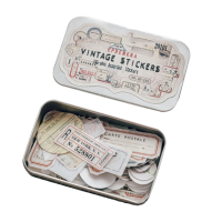 90pcs Vintage Travel Ticket Tin Box Label Stickers Decorative DIY Diary Planner Scrapbooking Journal Material Stationery