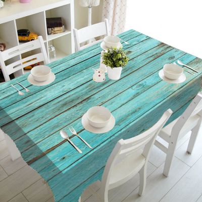 Wooden Texture Printing Rectangular Tablecloths for Table Wedding Decoration Waterproof Coffee Table Cover Kitchen Decor Mantel