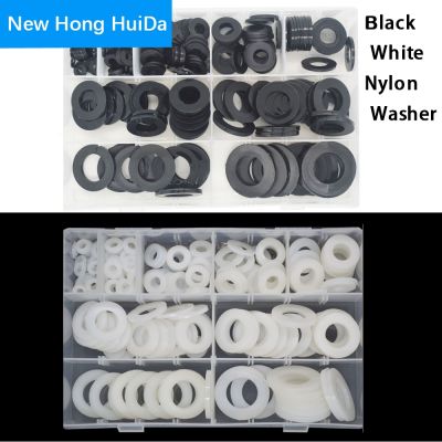 ✷ White Black Nylon Flat Round Washer Insulation Plastic Seal Small Big Spacer Gasket Ring M2-M20 Assortment Kit Set Box
