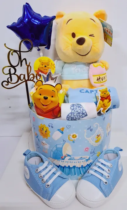 [BABY GIFT] CUSTOMIZE BABY DIAPER CAKE (0-6MONTHS) - POOH WINKLE