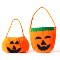 Halloween Pumpkin Candy Bags for Kids, Trick or Treat Bags Non-Woven Gift Bag Holder Handbag(2PCS)