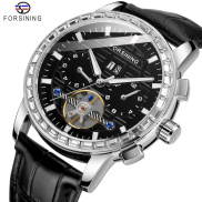 Forsining Automatic Watch Tourbillon Fashion Wave Black Gold Clock