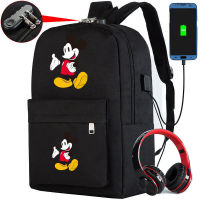 Mickey Backpack USB Teenagers Backpack Boys Student Schoolbag Men Large Travel Backpacks Laptop Notebook Rucksakc Bookbag