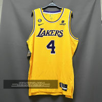 【High Quality】Mens 2022-23 New Original NBA Los Angeles Lakers #4 Lonnie Walker IV Jersey Icon Edition Yellow Swingman Heat-pressed