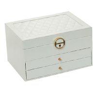 Three Layers Retro High Quality Pu Jewelry Box with Necklace Hook Earrings Ring Necklace Storage Case