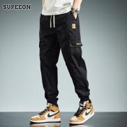 SUPEEON Men s loose-fitting cargo casual pants with pockets Solid color