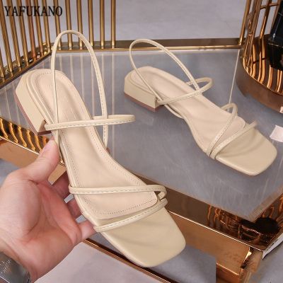 ขายดีที่สุด ioztt2023 - /◐۩ elegant womens sandals summer new Korean retro square heel students Roman shoes green outdoor clip toe beach sandalies