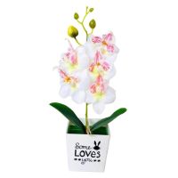 Artificial Butterfly Orchid Bonsai Fake Flower with Pot Home Furniture Decor Artificial Flowers In Pot For Widding Home Decor