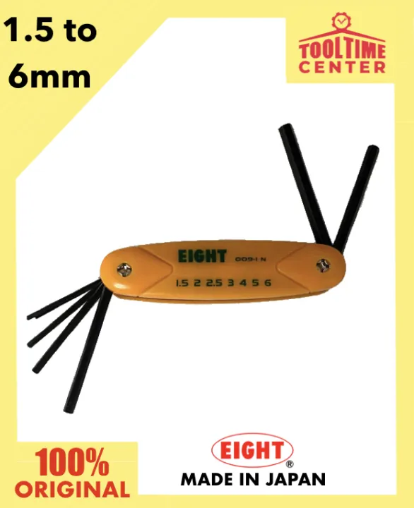 7 pc. Eight Hex Allen Key Wrench Set in Folding Case 1.5 to 6mm 0091N