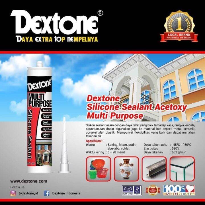 LEM SILIKON DEXTONE / SILICONE SEALANT MULTI PURPOSE TABUNG 300 ml Lazada Indonesia