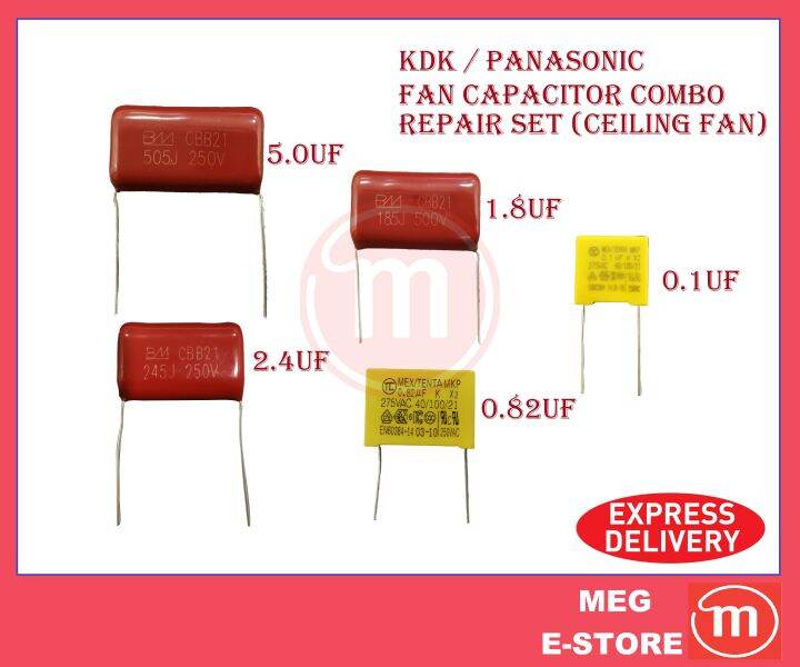 Panasonic / KDK Ceiling Fan Condenser/Capacitor set) For PCB