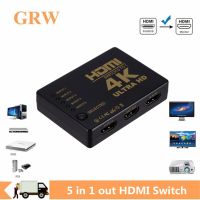 GRWIBEOU 4K HDMI Switch 5 In 1 Out 3D 1080p Selector Splitter Hub with IR Remote Controller for HDTV DVD BOX HDMI Switcher