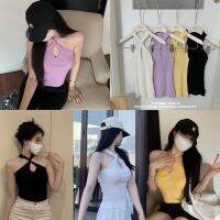 Nudeaholic ? ? 3898 RUBY TOP เสื้อกล้าม knitทอร่อง ดีไซน์เหมือนสีคล้องคอ สีน่ารักมาก ราคาดีงาม