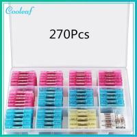 COOLEAF 270Pcs กันน้ำกันน้ำได้ ขั้วต่อปลายท่อหด ฉนวนกันความร้อน 26-10 AWG ชุดขั้วต่อสายไฟ พร้อมกล่องเก็บของ เกรดทางทะเล ขั้วก้นขั้ว ยานยนต์สำหรับรถยนต์