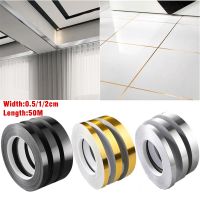 50Mx0.5/1/2cm Silver/Black/Gold Foil Adhesive Floor Strip Seam Sticker Wall Tapes Decals