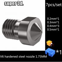 Ideaformer 7pcs/set V6 Hardened Steel Nozzle 1.75mm M6 Thread for printing PEI PEEK or Carbon fiber 3D Printer Parts