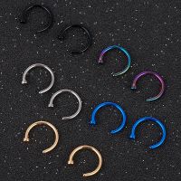 2023 NEW 2pcs Hot Stainless Steel Nose Open Hoop Ring Earring Body Piercing Jewelry 4Color Black Gold Nose Rings nose stud Body jewellery