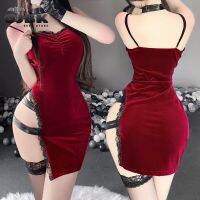 OJBK Women Sexy Cheongsam Lingerie Uniform Pajama Dress Robes Cosplay Ladies Classic Naughty Kawaii Cheongsam Bodycon Dress 2022