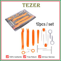 TEZER 12Pcs วิทยุติดรถยนต์ที่หนีบประตูแผงแต่งแผงหน้าปัออดิโอถอดประกอบเปิดอุปกรณ์ติดตั้ง Pry เครื่องมือสำหรับรถยนต์สำหรับออดิโอแงะ