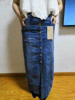 Autumn and winter ashion loose single breasted water wash denim maxi skirt female trendy plus size jean casual bottom