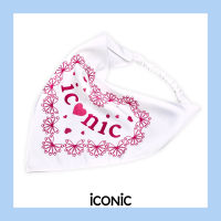 iCONiC PINK HEART HEADBAND #6231 ที่คาดผม ผ้าไหม พิมพ์ลาย สีชมพู ผ้าโพกหัว ยางยืด ผ้าไหมซาติน