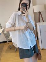 Spot parcel post European Goods Summer New Gentle French Half Sleeve Shirt Womens Striped Age-Reducing Hong Kong Style R chic Unique Temperament Top