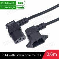 C14 IEC320ที่มีรูสกรูด้านขวา/มุมซ้ายและ C13ขวา/มุมซ้าย C14ถึง C13สายไฟต่อ60ซม. 3G0.75mm H05VV-F