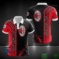 Summer Lega Serie A AC Milan Logo 3D Polo Tshirt Hoodie jersey fashion polo shirt