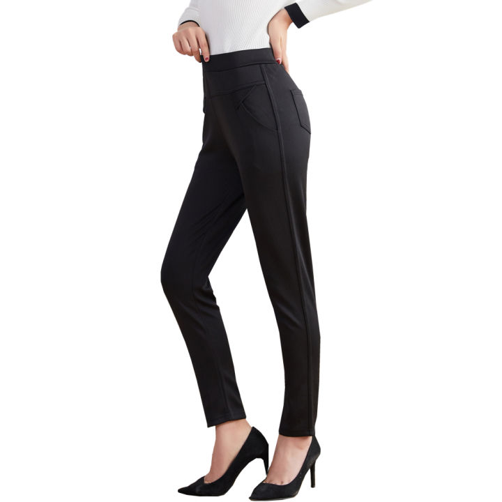 กางเกงสีขาวแฟชั่นผู้หญิงขายาว-กางเกงสีดำขายาวรุ่น9108-กางเกงสาวอวบ-กางเกงไซส์ใหญ่-กางเกงทํางานขายาวสีพื้น-xpt-fashion