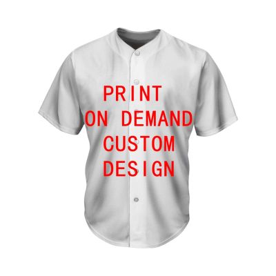 Custom Your Image Design Logo Clothing Men Wholesale Mens Short Sleeve Button Down Sport Shirt Baseball Jersey Print On Demand