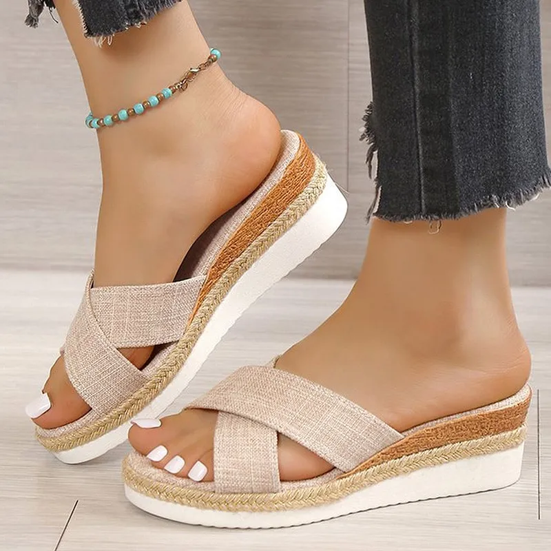 Hemp hot sale platform sandals