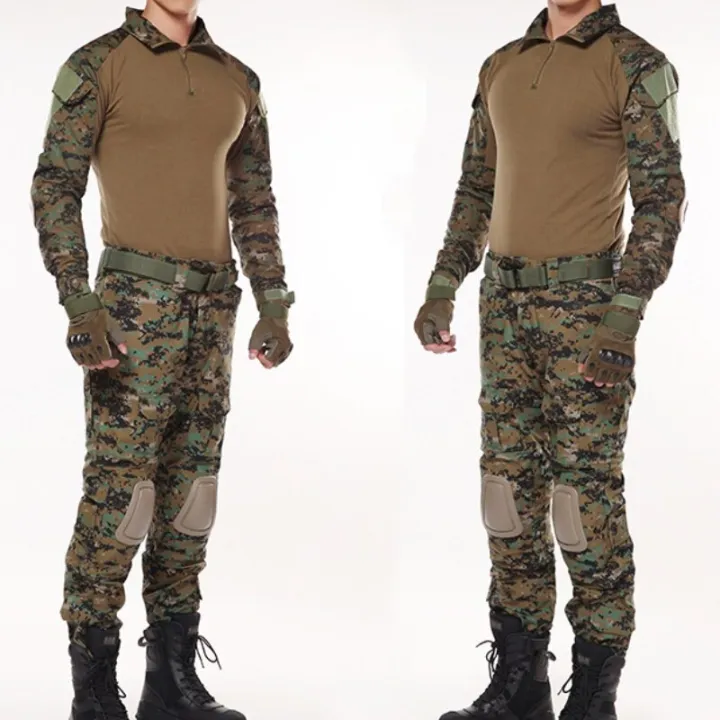 Woodland Jungle Camouflage Hunting Clothes Army Tactical Uniform Men ...