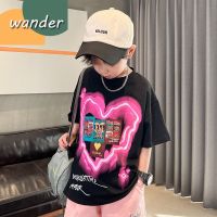 Wander เสื้อผ้าเด็กผช เสื้อเช็้ตเด็กชาย เสื้อยืดแขนสั้นเด็กชาย 2023 ใหม่ ครึ่งแขน แฟชั่น เย็น หล่อ ท็อปส์ซูเด็กชาย23513