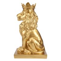 Abstract Crown Lion Statue Home Office Bar Male Lion Faith Resin Sculpture Crafts Animal Art Decor Ornaments