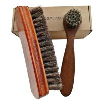 【hot】◊ 2Pc Horsehair Shoe Brushes Scraping Hair Bristles for Leather Shoes Polishing ！