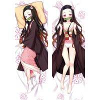 60x180 ซม. อะนิเมะปีศาจนักฆ่า Kamado Nezuko Kanroji Mitsuri Dakimakura กรณีสองด้านพิมพ์ 3 มิติกอดปลอกหมอนร่างกาย