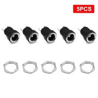 5Pcs 5.5x2.5mm DC Power Supply Jack Socket Female Panel Mount Connector Plug Adapter 2 Terminal Types for CCTV Camera LED Strip