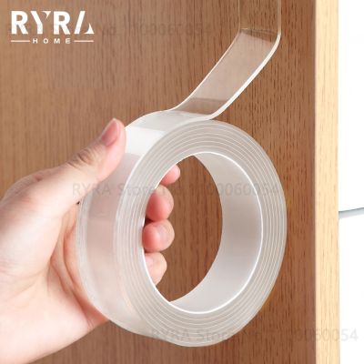 【YF】۩  Ultra-strong Sided Adhesive Transparent Tape Wall Stickers Tracsless Silicone