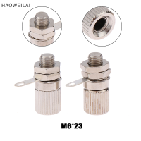 [HAOWEILAI] 1ชิ้น M6 x 23ขั้วทองแดงบริสุทธิ์4มม. รูกล้วยซ็อกเก็ตโลหะสายดินโพสต์ กับซ็อกเก็ตกล้วย