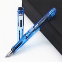 JINHAO 599 Transparent Blue Student Quadrilateral Calligraphy Medium Nib Fountain Pen New  Writing Supplies Office  Pens