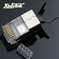 xintylink rj45 connector ethernet cable plug cat8 cat7 cat6a male network metal shielded 50U jack 8P8C sftp lan modular 1.5mm Cables