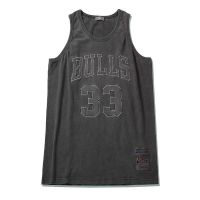 เสื้อยืดแขนกุดซักได้สำหรับชายและหญิง,เสื้อกั๊กปักลายตัวอักษร Bull BULLS เบอร์33ตัวหลวมสำหรับผู้ชายและผู้หญิง