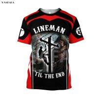 2023 New Electrician Lineman Wireman American Skull 3D All Printed T-shirt Men Women Unisex 1 Summer Casual Top Tee Streetwear Harajuku