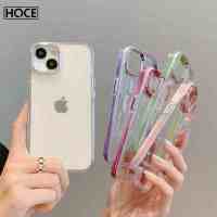 HOCE เคสโทรศัพท์โปร่งใสเคลือบหรูหราสำหรับ iPhone 14 Pro Max 13 12 11เคสกรอบมีสีสันคริสตัลใสอะคริลิคแข็งกันกระแทก