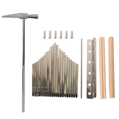 ✜ﺴ✺ 17/21 Keys Steel Kalimba Replacement Keys Wood Bridge Tuning Hammer Kit Kalimba DIY Thumb Piano Accessories