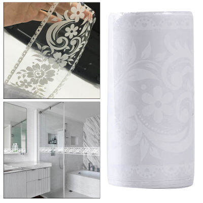 LazaraLife กาวสีขาวลูกไม้โปร่งใส Rustic Floral รูปแบบ Molding สติ๊กเกอร์ติดผนังลายอิฐ Wall Border ตกแต่งสำหรับกระจกห้องน้ำห้องครัว (สีขาวดอกไม้)