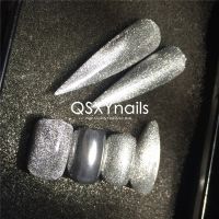 0.5g Silver White Magnetic Powder Cat Eye Pigment Mirror Powder Glitter Multi-usages Chrome for Nail Art Gel Nail Polish Nail Art  Stickers