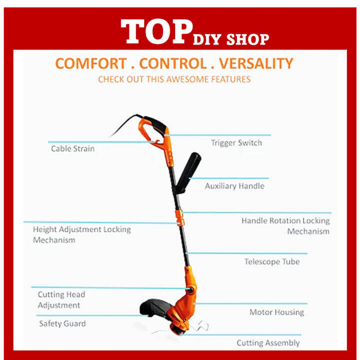 WORX WG119E 550W 30cm Electric Grass Cutter Corded Grass Trimmer Grass Cutter Gardening Mesin